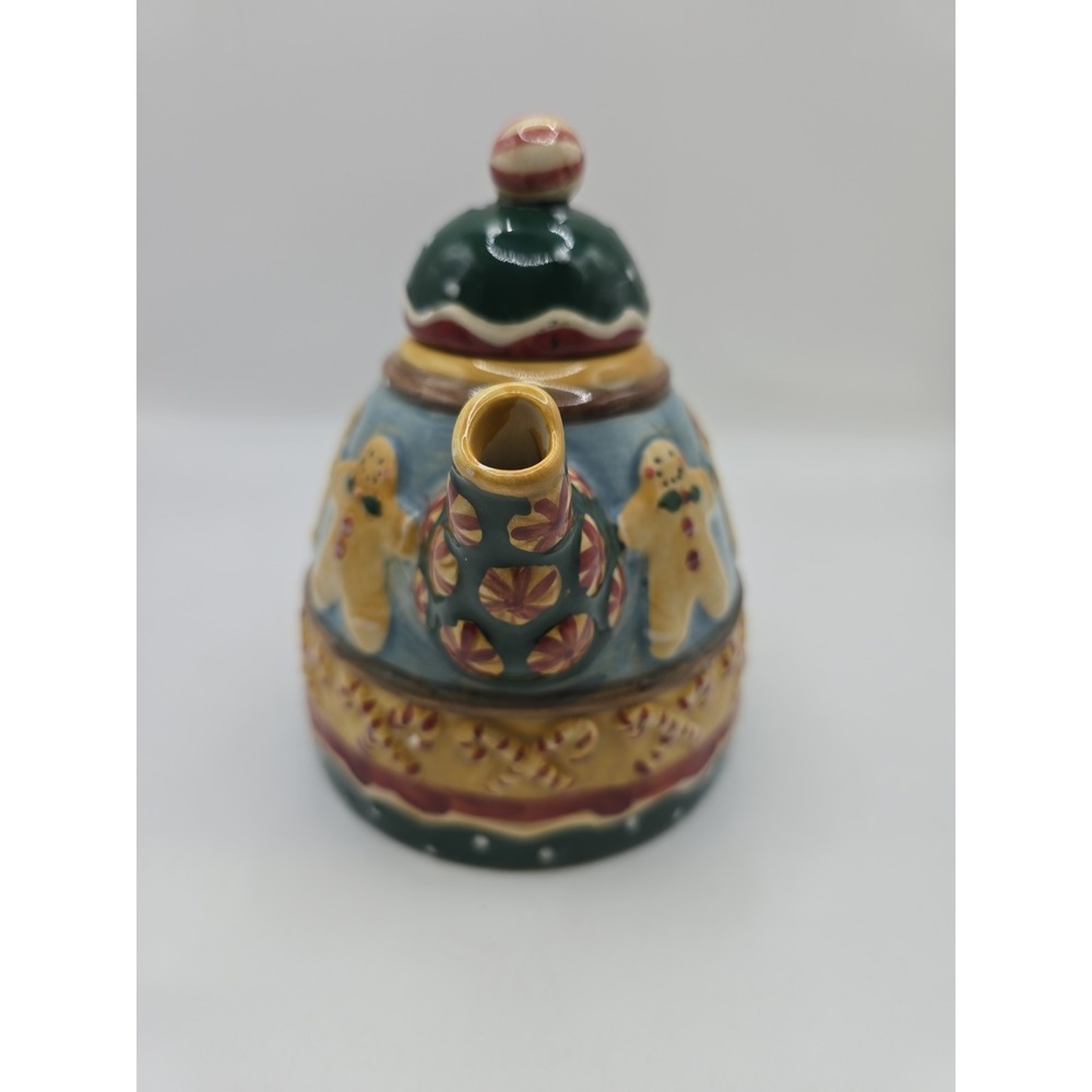 Sakura Debbie Mumm Gingerbread And Peppermint Mini Teapot 6" .  VTG Christmas - Picture 4 of 8